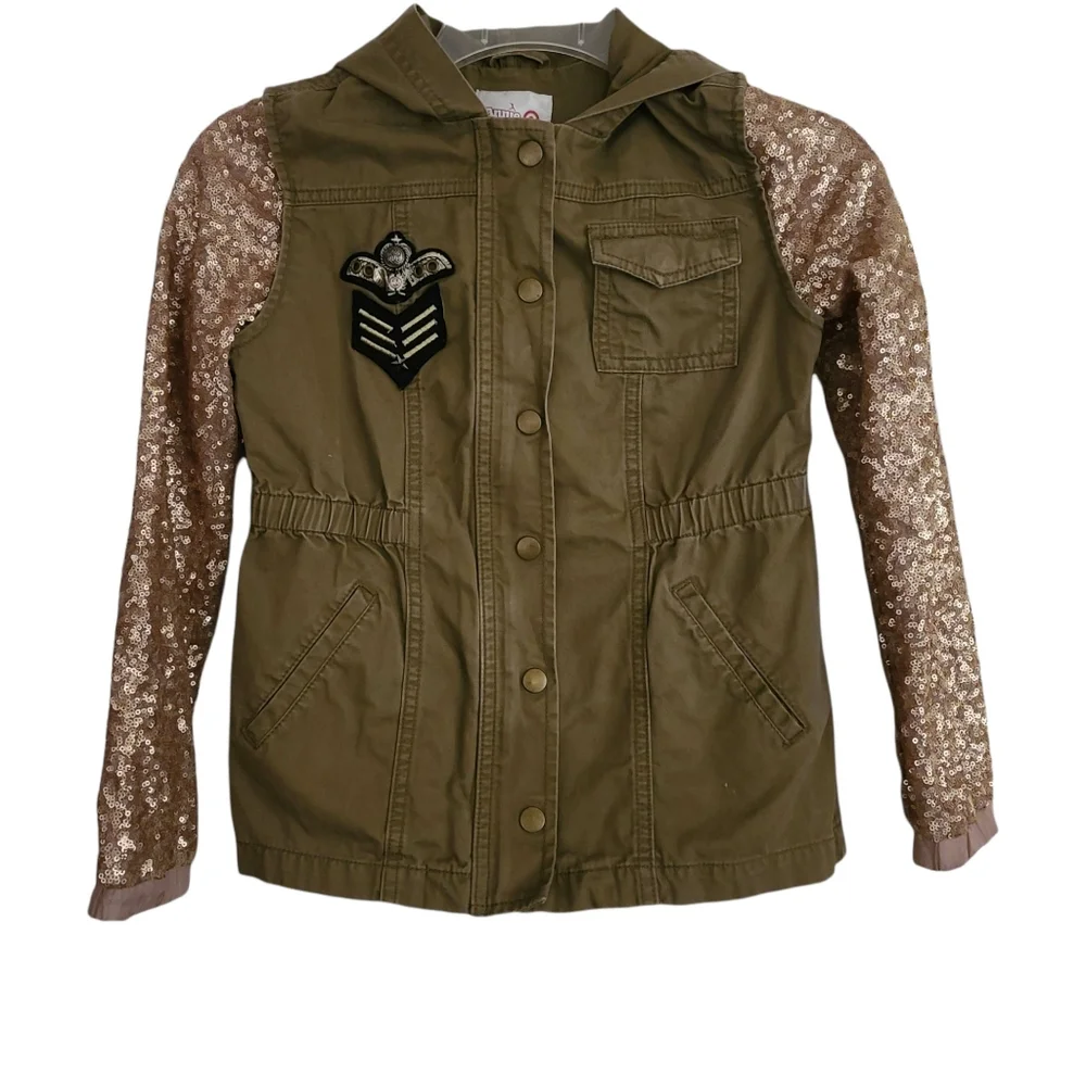 Annie Renee Ehrlich Kalfurs CollectionArmy inspired sequin hoodie jacket Medium